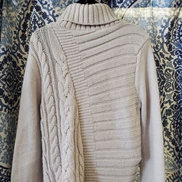 Sweater Simply Vera Wang Cable Knit Turtle Neck Asymmetrical Women's Size Large - Picture 7 of 12